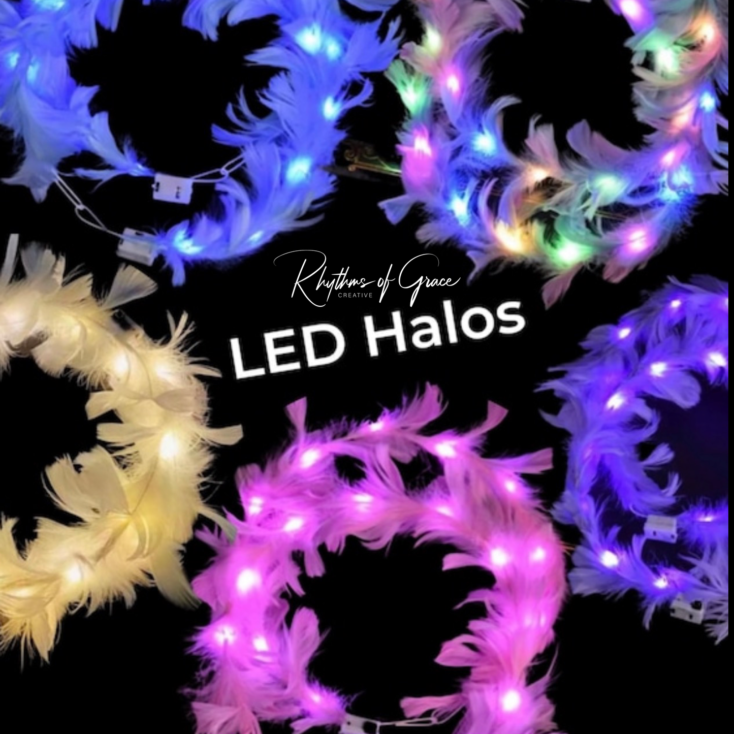 LED Goddess Headband - Light Up Feather Headpiece - Rhythms of Grace Creative