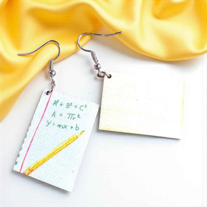 Math Made Stylish: Wooden Math Teacher Drop Earrings – Smart, Fun & Totally You!