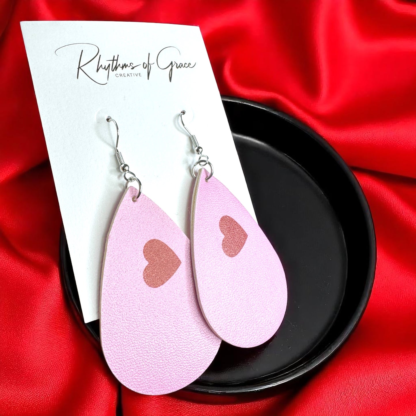Teardrop Faux Leather Heart Earrings – Two Stunning Styles
