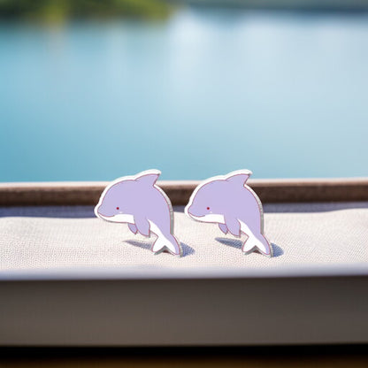 Make a Splash with Purple Dolphin Stud Earrings!