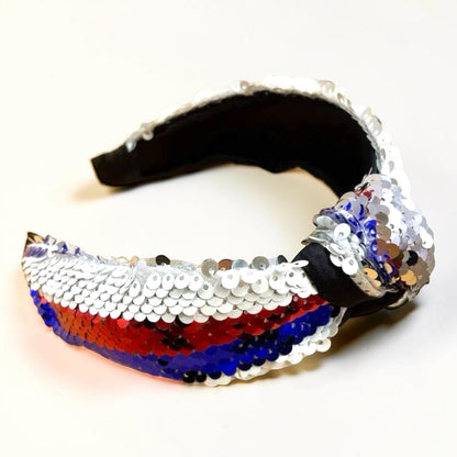 Patriotic Sequin Headband | Red, White & Blue Statement Accessory