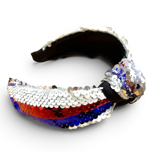 Patriotic Sequin Headband | Red, White & Blue Statement Accessory