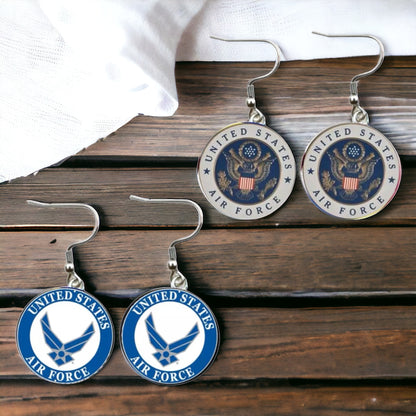 Military Mom Earrings - Handmade Jewelry, Air Force Earrings, Handmade Earrings, Pilot Earrings, Air Force Jewelry, Military Earrings