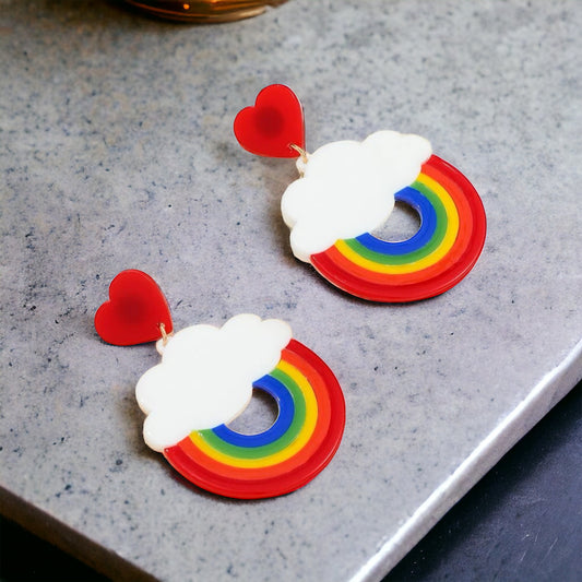 Whimsical Rainbow Cloud Earrings - Shine with PRIDE!