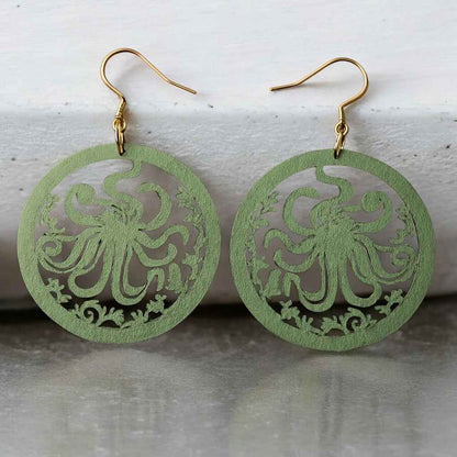 Catch the Waves: Handmade Green Octopus Earrings