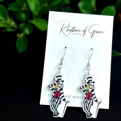Beetlejuice, Beetlejuice, Beetlejuice: Spooky Chic Beetlejuice Dangle Earrings!