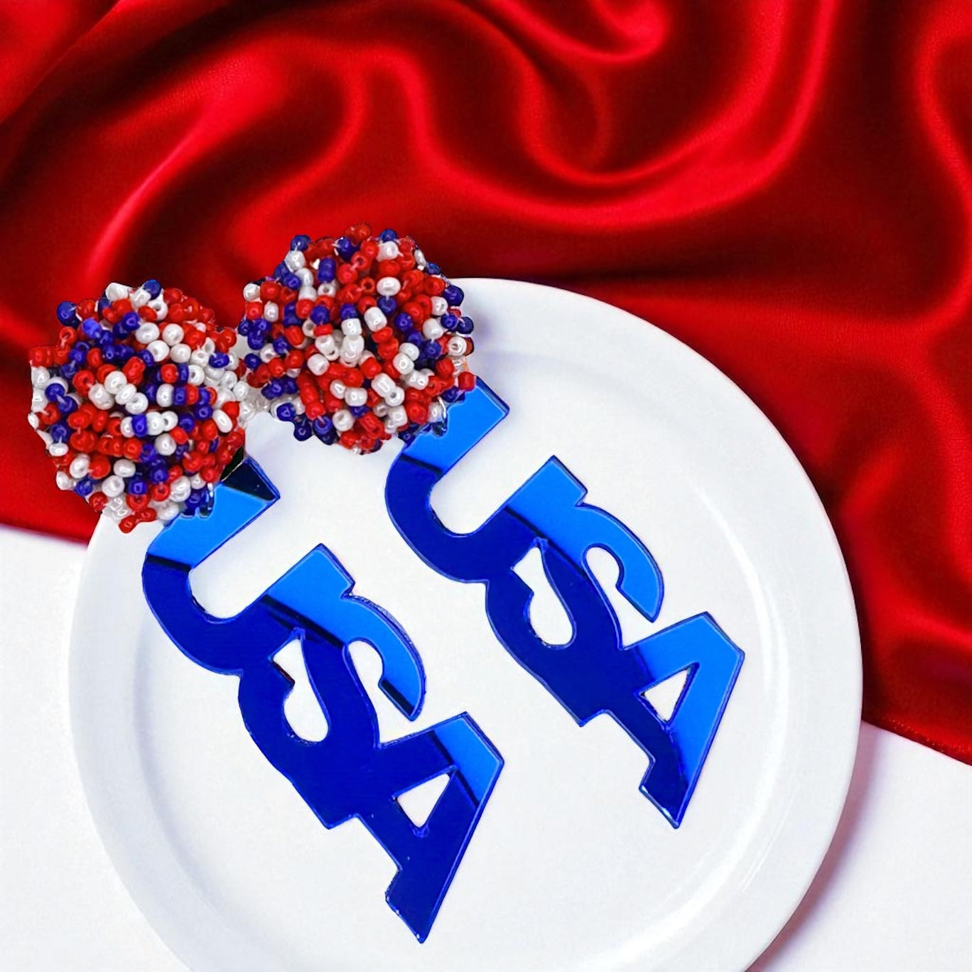 Patriotic Red White and Blue Dangle Earrings - Perfect for Fourth of July!