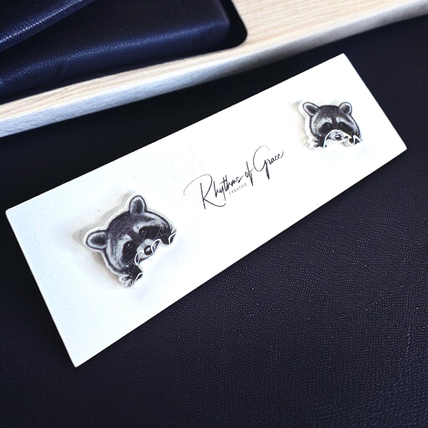 Ravishing Raccoon Stud Earrings - Double the Cuteness!