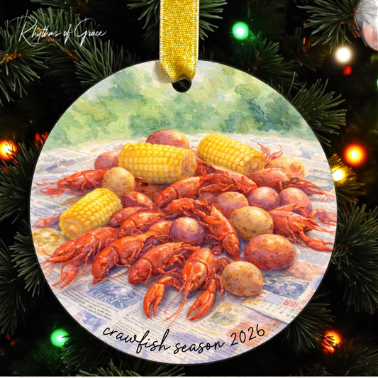 Watercolor Crawfish Boil Ornament – Crawfish Season Keepsake