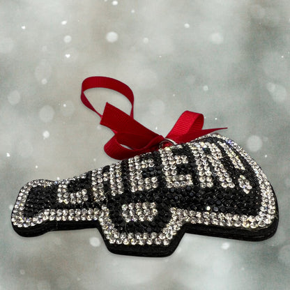 Personalized Rhinestone Cheerleader Christmas Ornament - Handcrafted Holiday Decor - Perfect Stocking Stuffer - Rhythms of Grace Creative