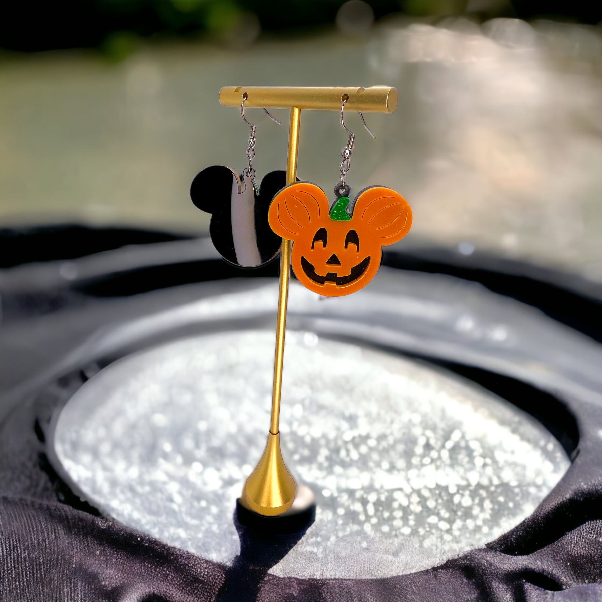 Mouse Pumpkin Earrings - Mouse Ears, Halloween Accessories , Halloween Earrings, Not So Scary Halloween, Pumpkin Earrings - Rhythms of Grace Creative