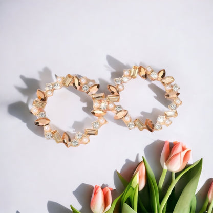Stunning Champagne Colored Rhinestone Earrings