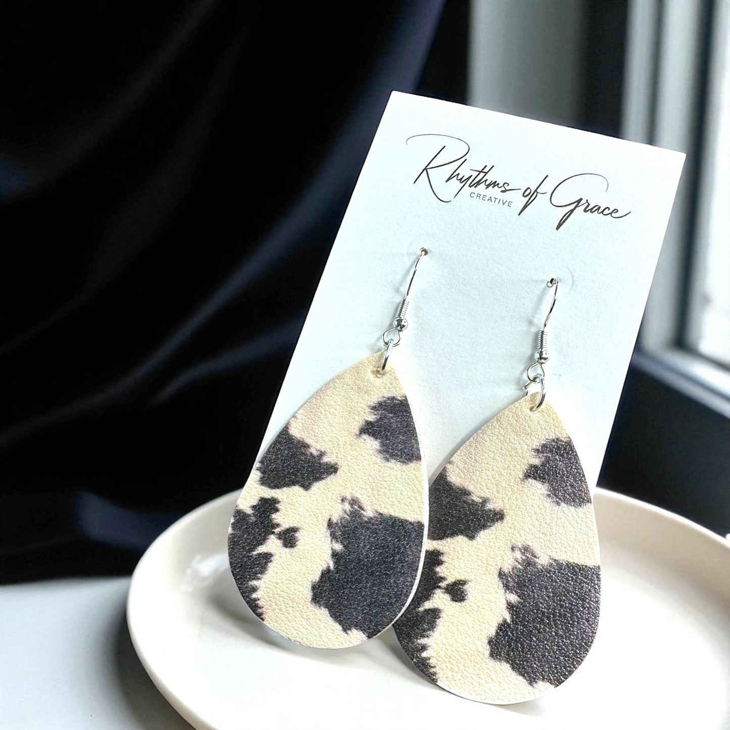 Cow Print Teardrop Earrings – Chic, Cowgirl, & Totally Rodeo Ready!