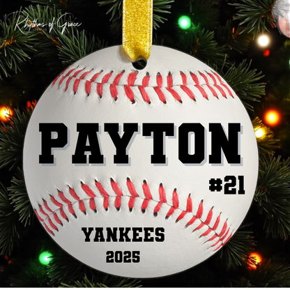 Custom Baseball Ornament – Personalized Player Christmas Ornament, Sports Keepsake