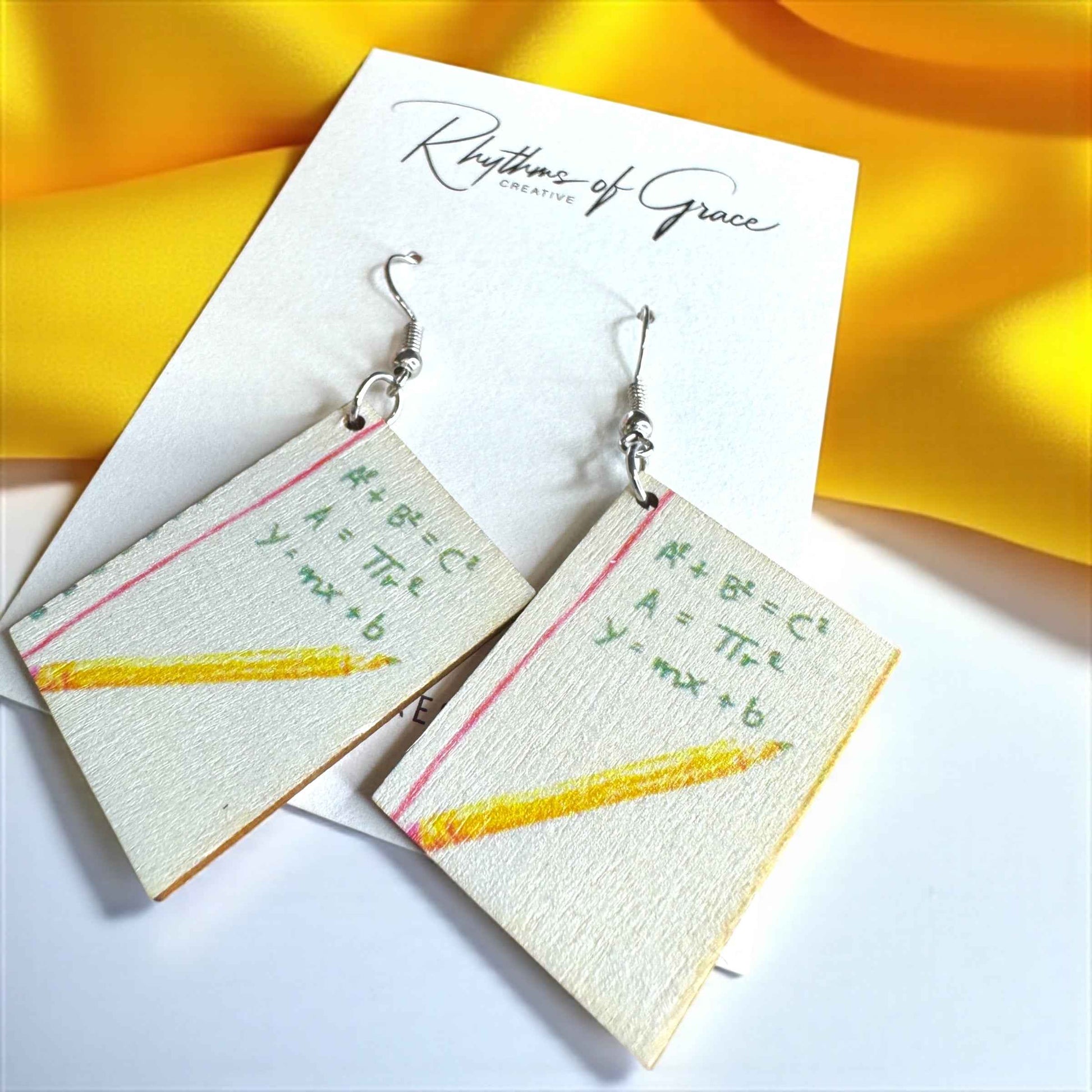 Math Made Stylish: Wooden Math Teacher Drop Earrings – Smart, Fun & Totally You!