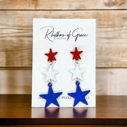 Patriotic Stars Earrings - Shine Bright This Fourth of July!