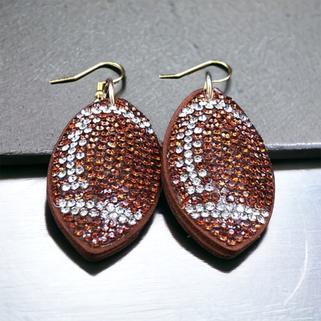 Touchdown Bling: Sparkly Rhinestone Football Earrings for Game Day Glam! 🏈✨