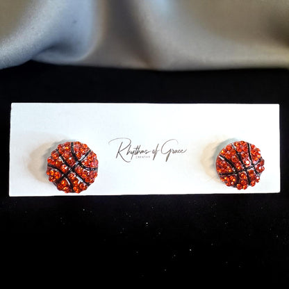 Score Big with Sparkle! Rhinestone Sports Stud Earrings