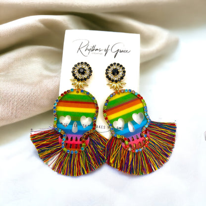 Skull Earrings - Halloween Earrings, Sugar Skull Earrings, Halloween Accessories, Halloween Earrings, Undertaker Earrings, Halloween Accessories - Rhythms of Grace Creative