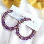 Shimmering Elegance: Purple and Gold Glitter Hoops