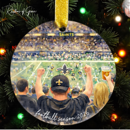 New Orleans Saints Watercolor Ornament | Football Fan Christmas Ornament | Black & Gold Game Day Keepsake