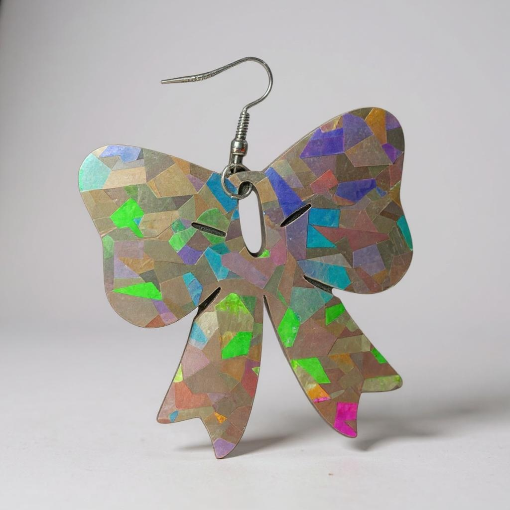 Sparkle & Spook: Holographic Bow Earrings for a Stunning Glam!