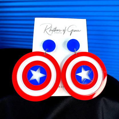 Rock Your Style with Stunning Captain America Shield Dangle Earrings! 🌟