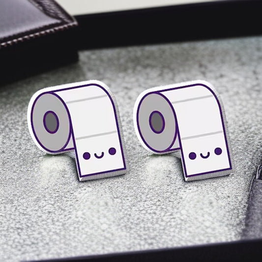 Quirky Toilet Paper Stud Earrings - Humor for Your Ears!