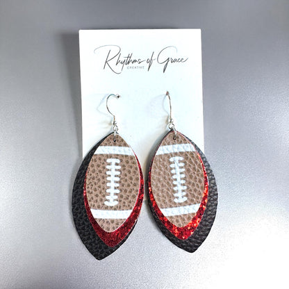 Game Day Glam: Black and Red Football Earrings for the Ultimate Fan!