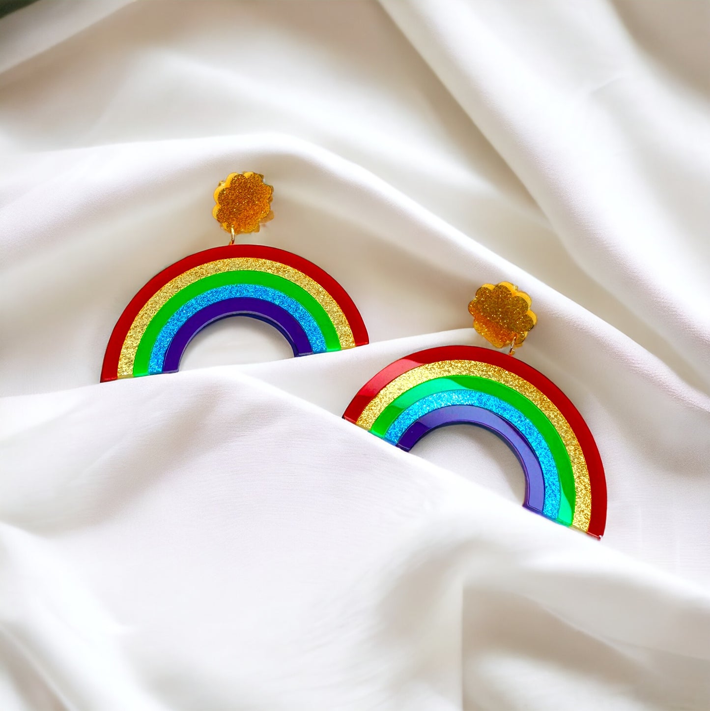 Oversized Rainbow Dangle Earrings - Your Key to Everyday Joy!
