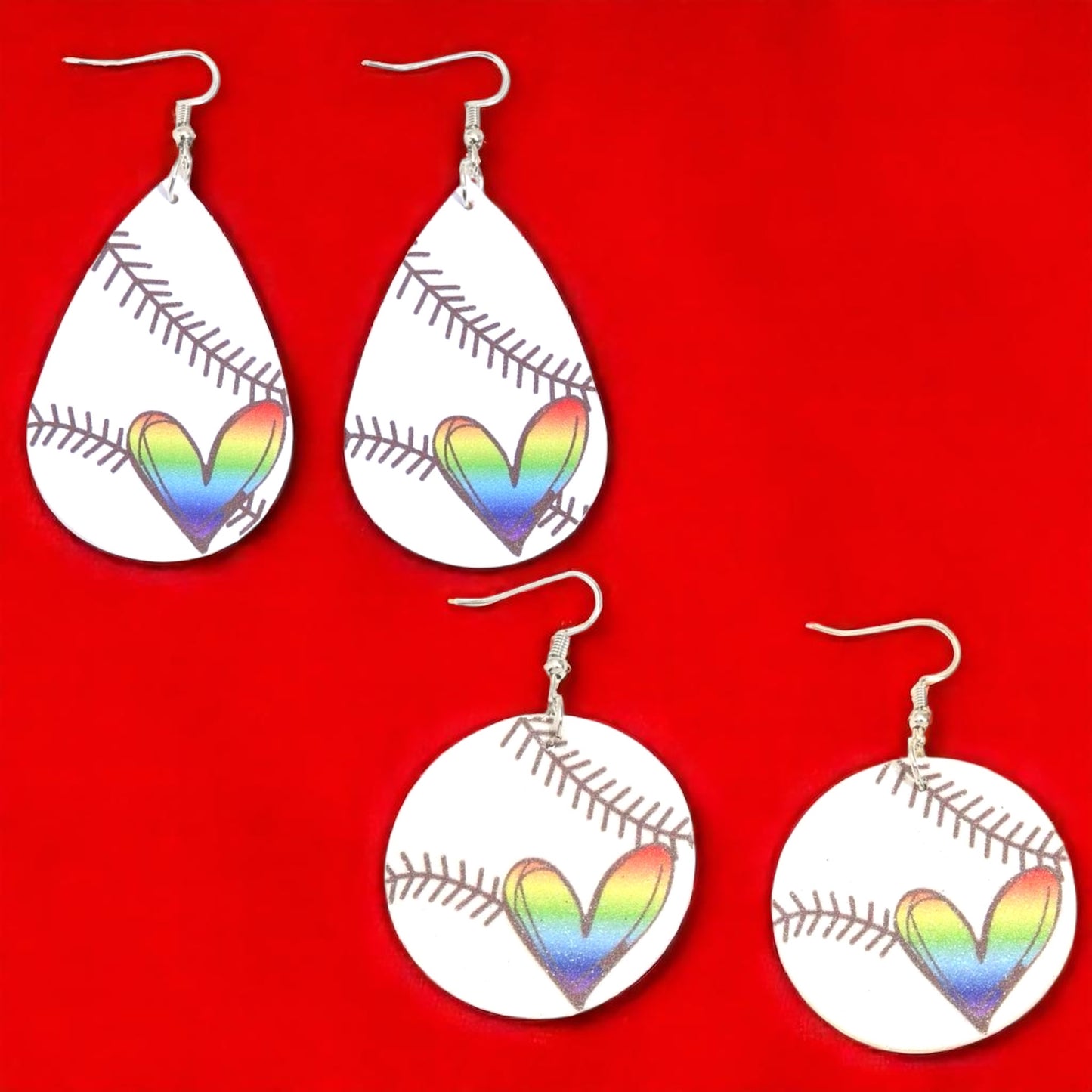 Swing into Style with Our Rainbow Heart Baseball Dangle Earrings! ⚾️🏳️‍🌈
