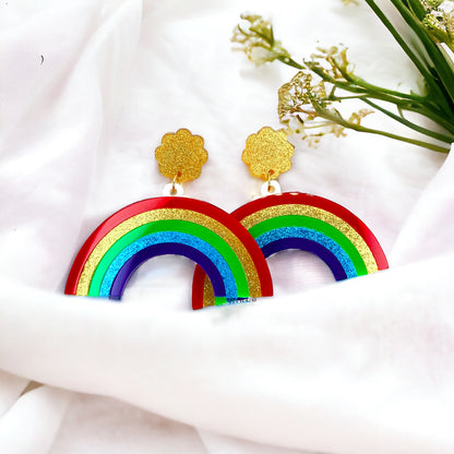 Oversized Rainbow Dangle Earrings - Your Key to Everyday Joy!