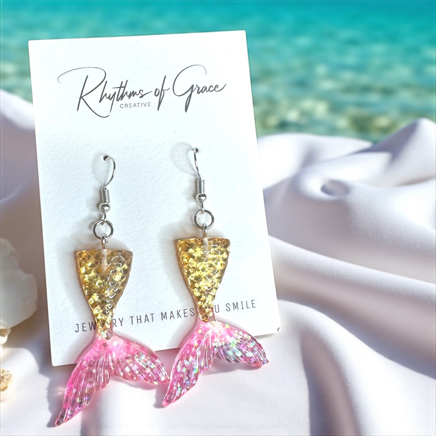 Mermaid Tail Magic – Glittery Earrings in 3 Splashy Colors! ✨