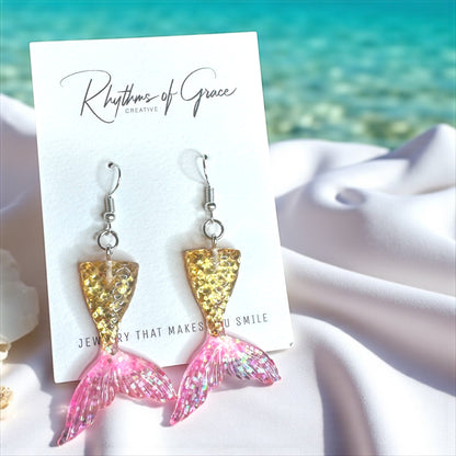 Mermaid Tail Magic – Glittery Earrings in 3 Splashy Colors! ✨