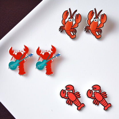 Crawfish/Lobster Stud Earrings – Dive into Style!