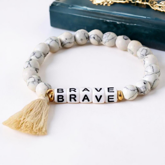 "Wear Your Brave" – Stone Beaded Bracelet for Everyday Courage
