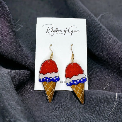 Patriotic Ice Cream Earrings - Sweet Style for Every Celebration! 🍦