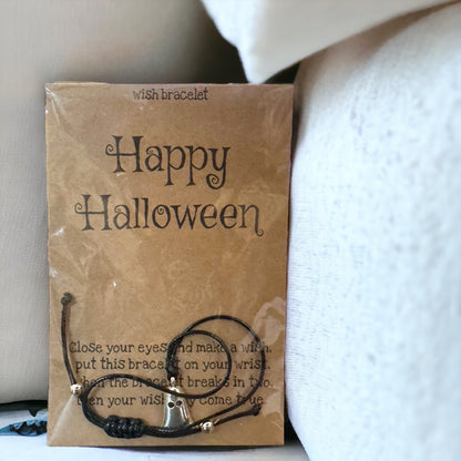 Spellbinding Halloween Wish Bracelet with Silver Ghost Charm! 👻