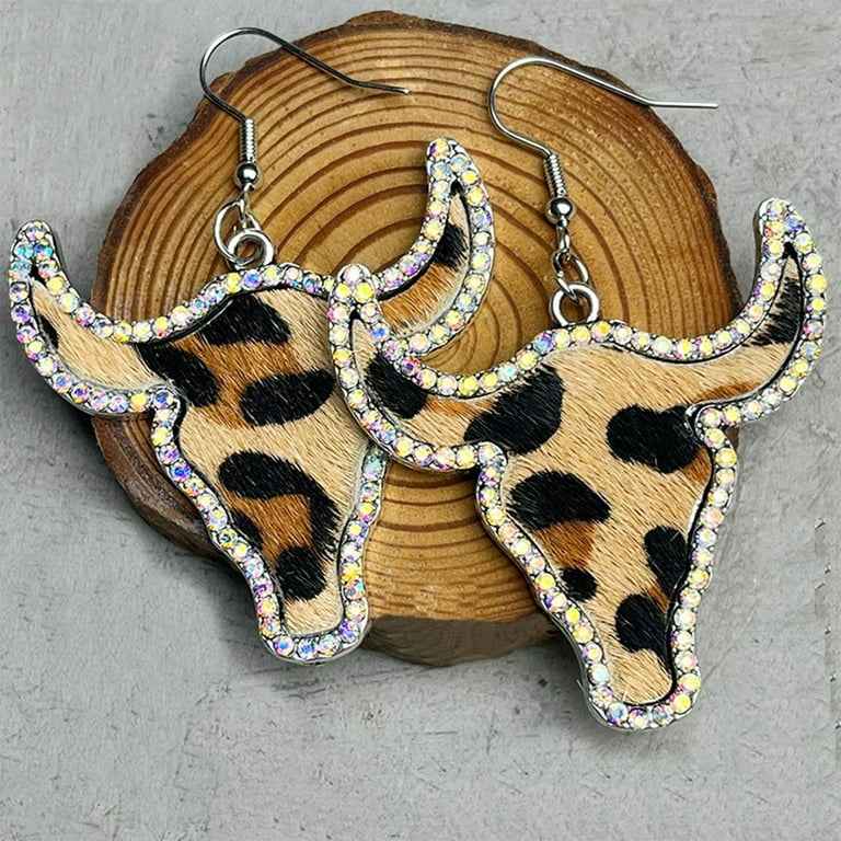 Giddy Up Glam: Rhinestone Longhorn Dangle Earrings