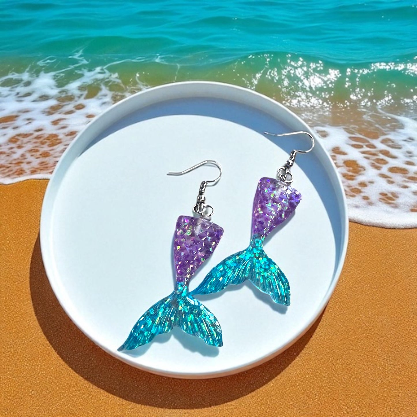 Mermaid Tail Magic – Glittery Earrings in 3 Splashy Colors! ✨
