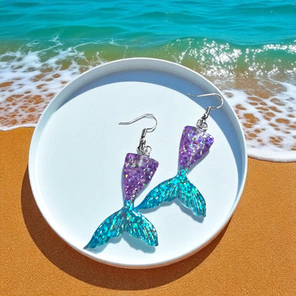 Mermaid Tail Magic – Glittery Earrings in 3 Splashy Colors! ✨