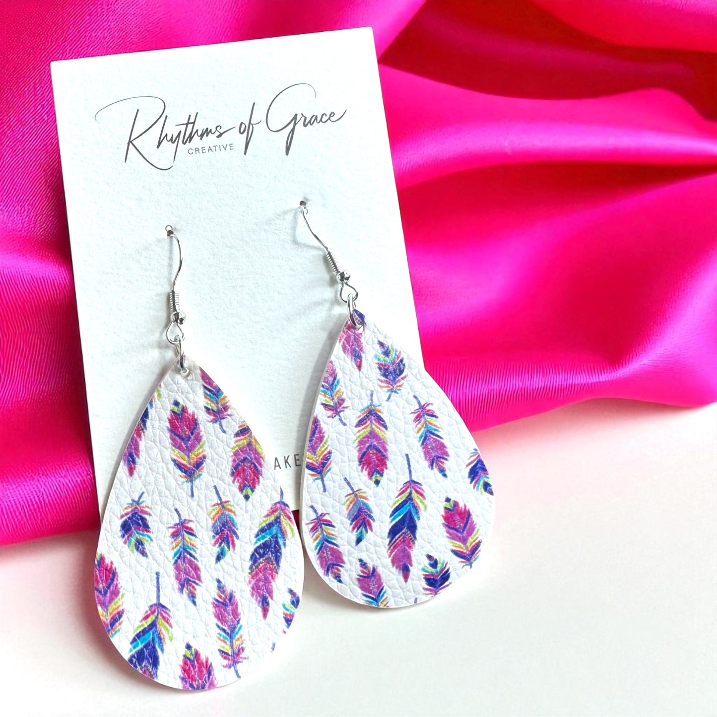 Colorful Feather Teardrop Earrings – Bold, Bright & Totally Fun!