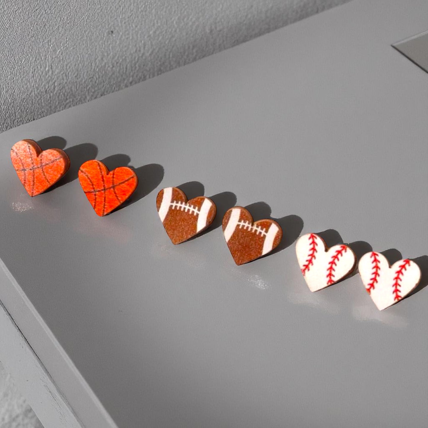 Score Style Points with Heart-Shaped Sports Stud Earrings!