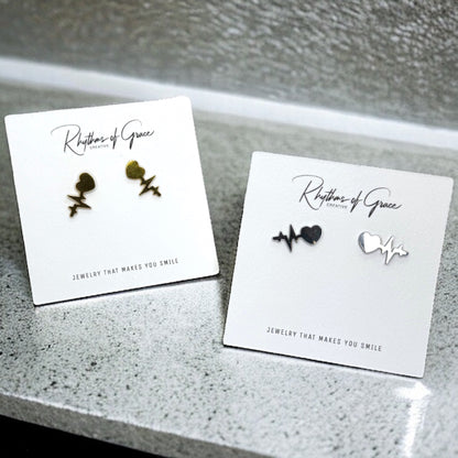 Heartbeat Studs: Dainty Elegance for Life & Love in Gold or Silver!