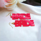 Dazzle in Glitter! Sparkling Bride Dangle Earrings in Hot Pink & Rainbow!
