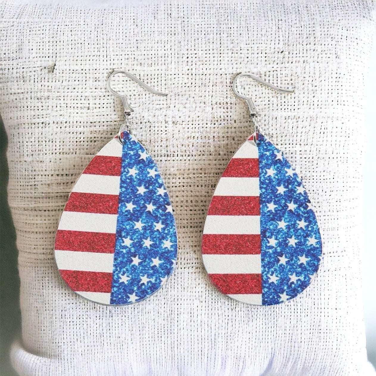 Patriotic Teardrop Dangle Earrings – American Flag Inspired Jewelry