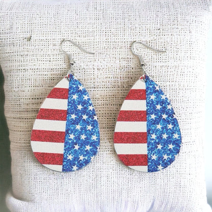 Patriotic Teardrop Dangle Earrings – American Flag Inspired Jewelry