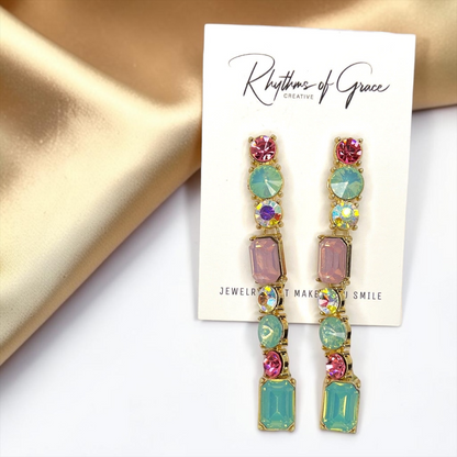 Pastel Dreams: Dazzling Rhinestone Dangle Earrings for Every Occasion!