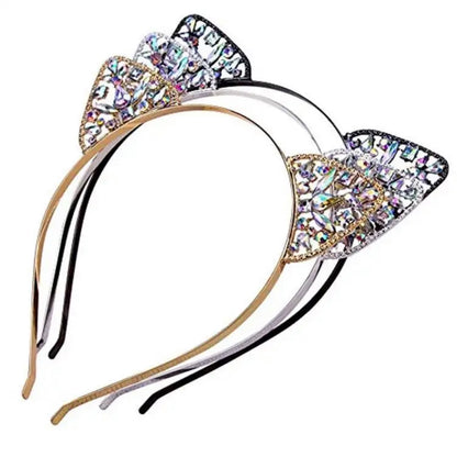 Rhinestone Cat Eats Headband - Rhinestone Headband, Rhinestone Headpiece, Cat Headpiece, Bachelorette Party, Bridal Shower - Rhythms of Grace Creative