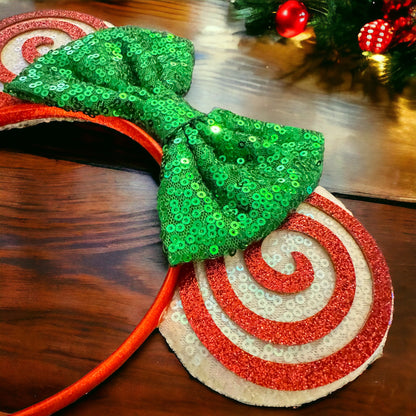 Festive Christmas Mouse Ears Headbands – Festive Swirl & Holiday Cheer!